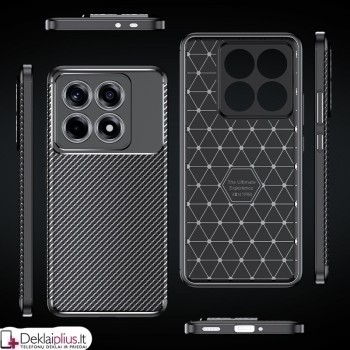 Carbon guminis dėklas su kameros apsauga - juodas (Xiaomi 14T Pro) Carbon guminis dėklas su kameros apsauga - juodas (Xiaomi 14T Pro)